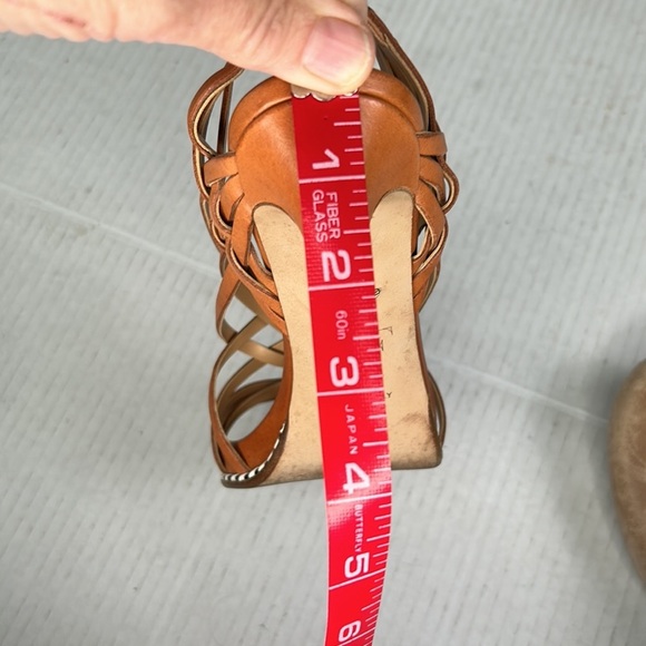Diane von Furstenberg Tan Leather Strappy Slingback Stiletto Sexy Heels SZ 8.5 B - Picture 10 of 11